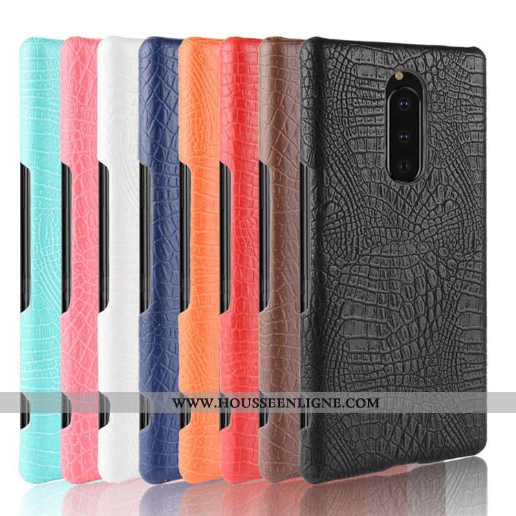 Coque Sony Xperia 1 Modèle Fleurie Protection Cuir Tendance Qualité Téléphone Portable Bleu Foncé