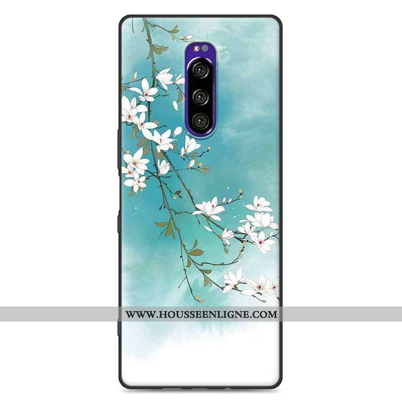 Coque Sony Xperia 1 Protection Délavé En Daim Fluide Doux Vent Style Chinois Rose