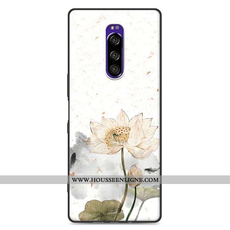 Coque Sony Xperia 1 Protection Délavé En Daim Fluide Doux Vent Style Chinois Rose