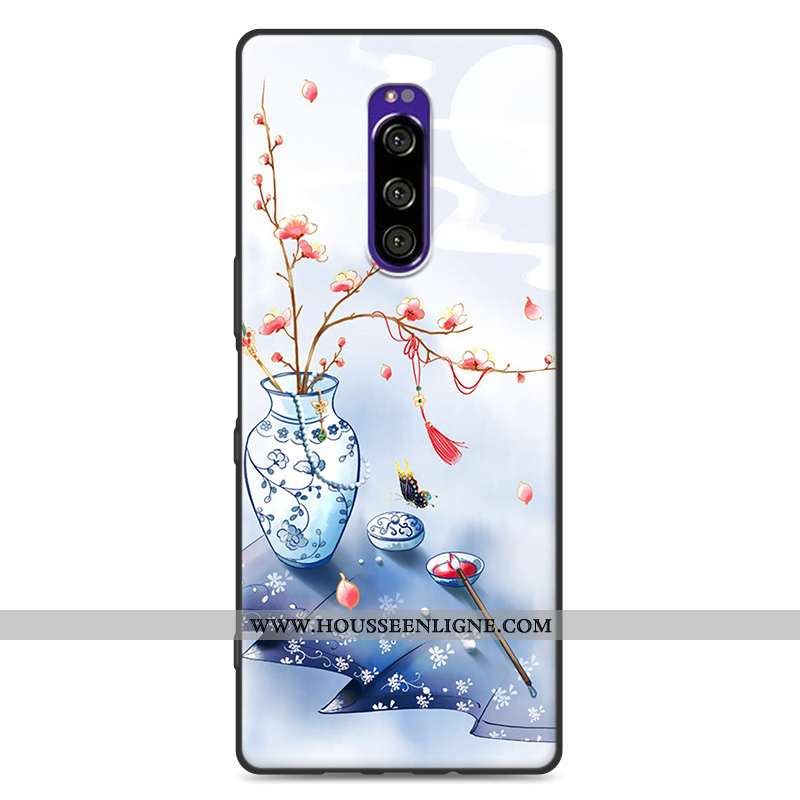 Coque Sony Xperia 1 Protection Délavé En Daim Fluide Doux Vent Style Chinois Rose