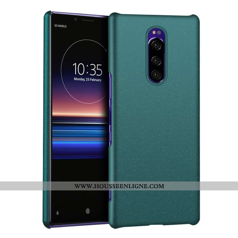 Coque Sony Xperia 1 Protection Délavé En Daim Incassable Difficile Téléphone Portable Vert Verte