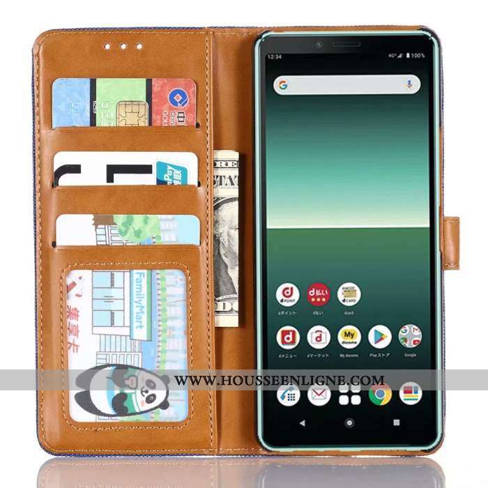 Coque Sony Xperia 10 Cuir Protection Étui Difficile Téléphone Portable Incassable Bleu
