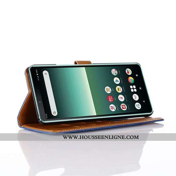 Coque Sony Xperia 10 Cuir Protection Étui Difficile Téléphone Portable Incassable Bleu