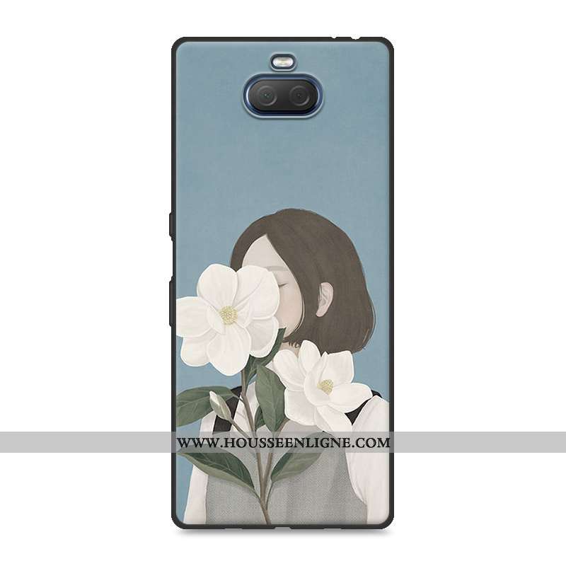 Coque Sony Xperia 10 Fluide Doux Silicone Créatif Frais Blanc Étui Mode Blanche