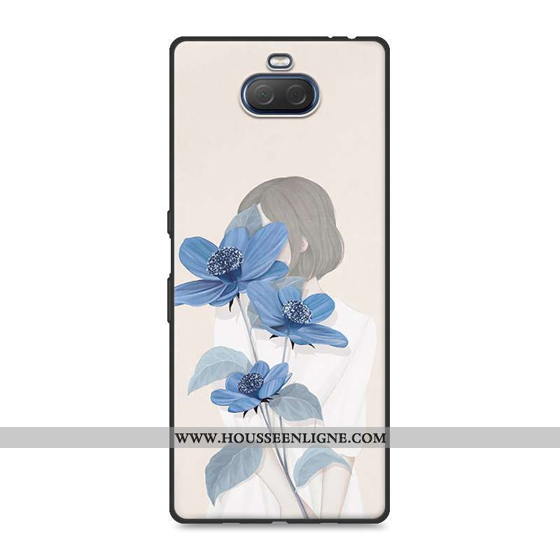 Coque Sony Xperia 10 Fluide Doux Silicone Créatif Frais Blanc Étui Mode Blanche