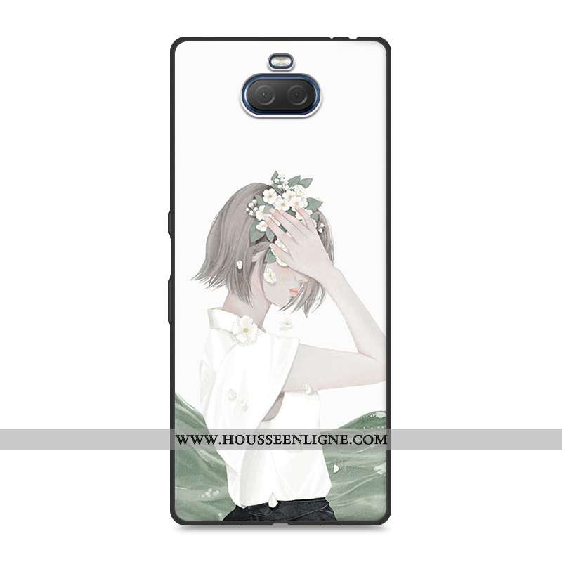 Coque Sony Xperia 10 Fluide Doux Silicone Créatif Frais Blanc Étui Mode Blanche