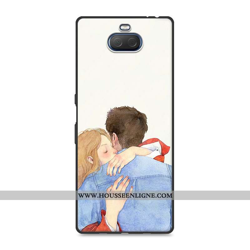 Coque Sony Xperia 10 Fluide Doux Silicone Créatif Frais Blanc Étui Mode Blanche