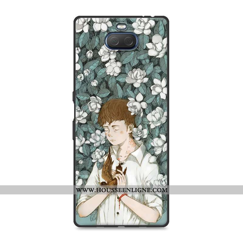 Coque Sony Xperia 10 Fluide Doux Silicone Créatif Frais Blanc Étui Mode Blanche