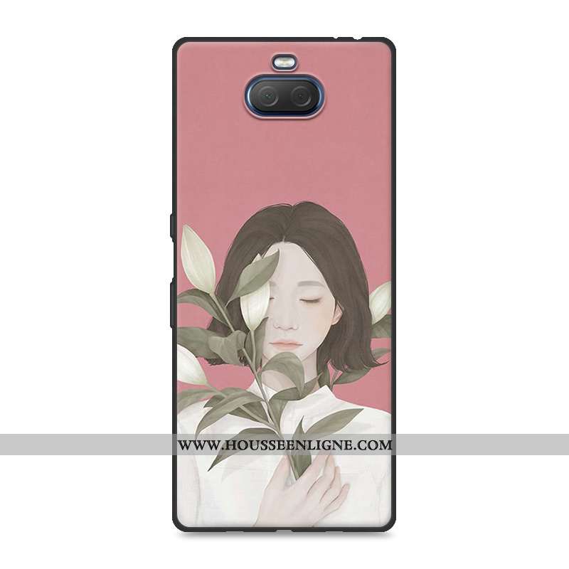 Coque Sony Xperia 10 Fluide Doux Silicone Créatif Frais Blanc Étui Mode Blanche