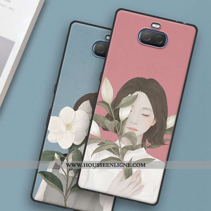 Coque Sony Xperia 10 Fluide Doux Silicone Créatif Frais Blanc Étui Mode Blanche