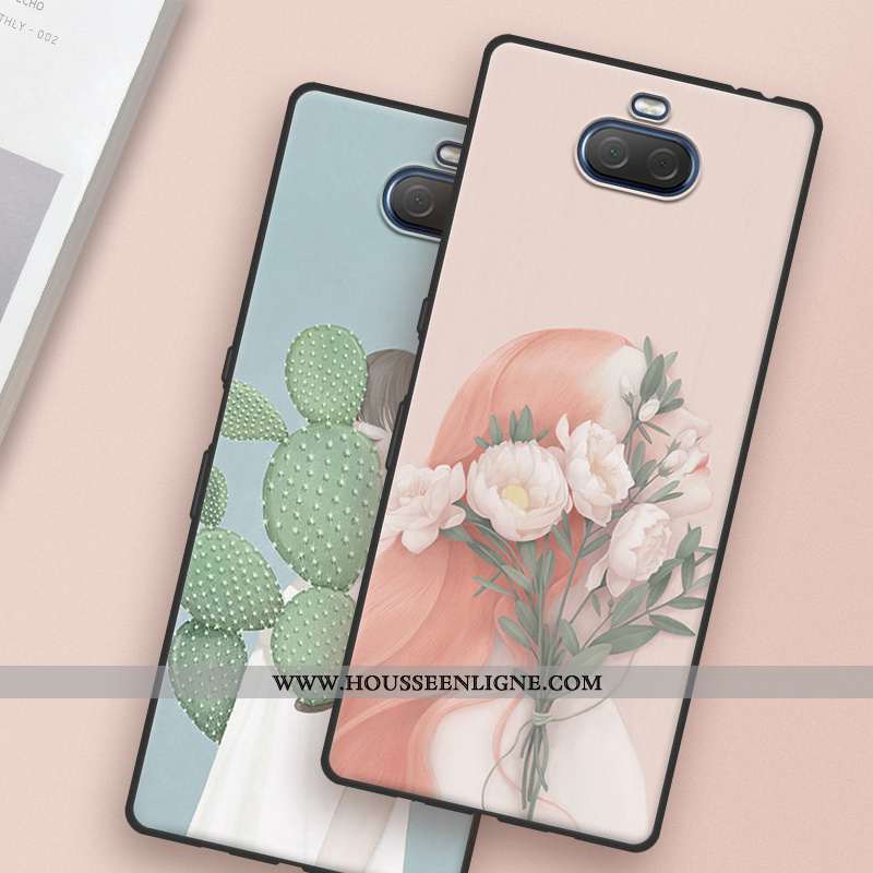 Coque Sony Xperia 10 Fluide Doux Silicone Créatif Frais Blanc Étui Mode Blanche