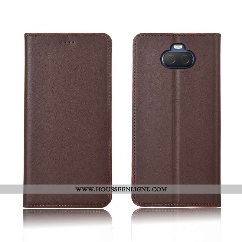 Coque Sony Xperia 10 Fluide Doux Silicone Cuir Véritable Clamshell Nouveau Délavé En Daim Tout Compr
