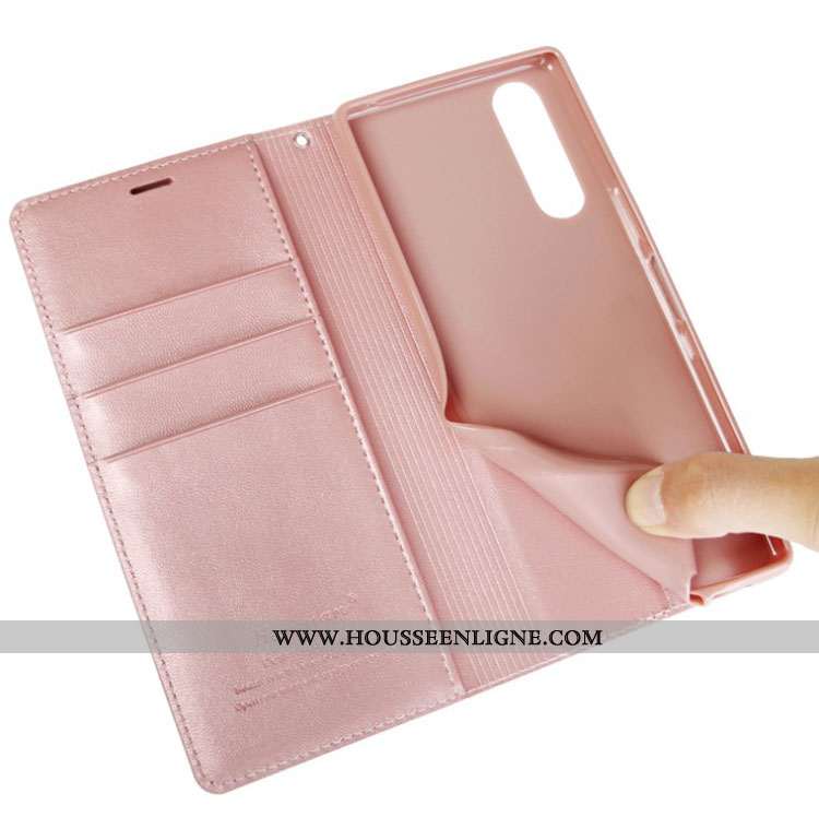 Coque Sony Xperia 10 Ii Cuir Véritable Cuir Magnétisme Téléphone Portable Rose Étui