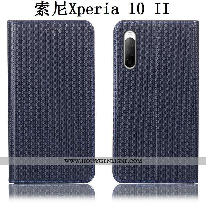 Coque Sony Xperia 10 Ii Cuir Véritable Modèle Fleurie Incassable Protection Marron Téléphone Portabl