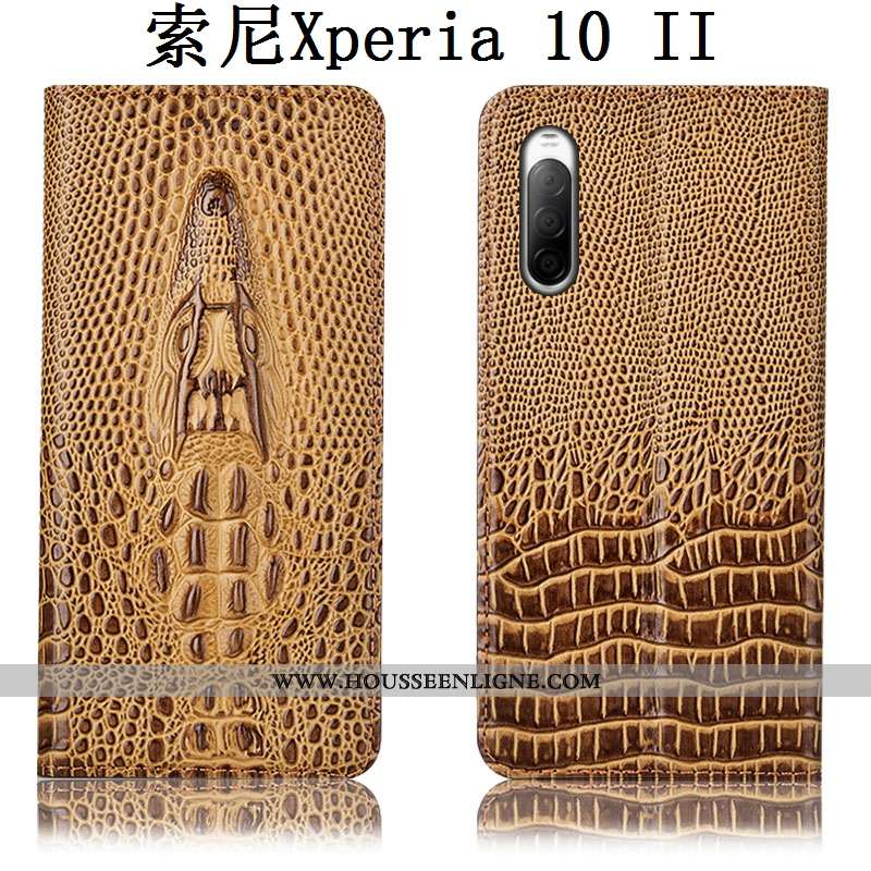 Coque Sony Xperia 10 Ii Cuir Véritable Protection Incassable Kaki Tout Compris Étui Housse Khaki