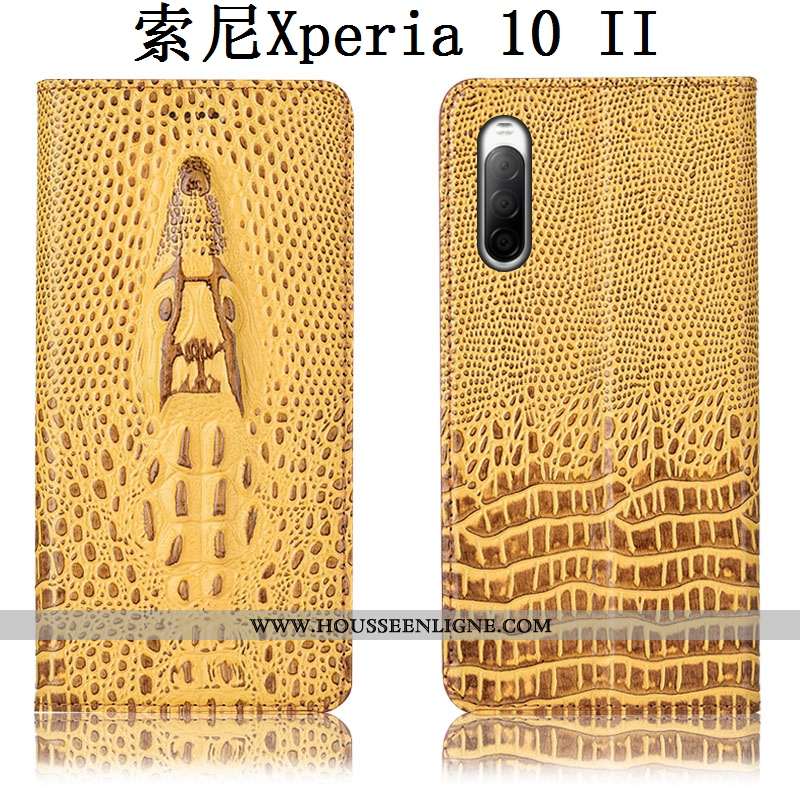 Coque Sony Xperia 10 Ii Cuir Véritable Protection Incassable Kaki Tout Compris Étui Housse Khaki