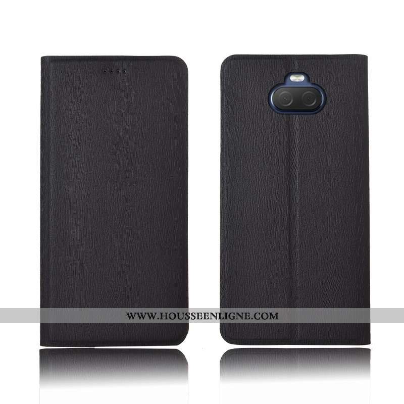 Coque Sony Xperia 10 Plus Délavé En Daim Cuir Arbres Fluide Doux Incassable Étui Bleu