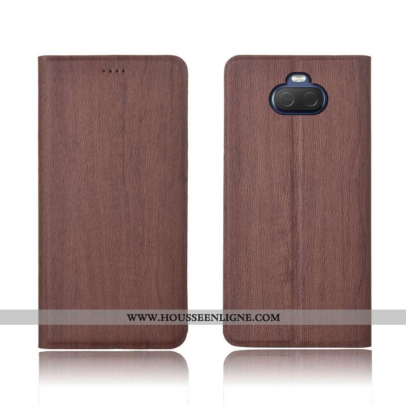 Coque Sony Xperia 10 Plus Délavé En Daim Cuir Arbres Fluide Doux Incassable Étui Bleu