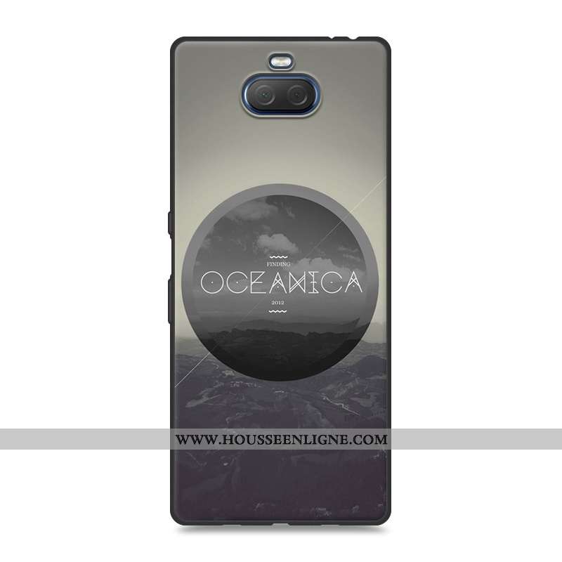 Coque Sony Xperia 10 Plus Fluide Doux Silicone Protection Téléphone Portable Paysage Peinture Gris