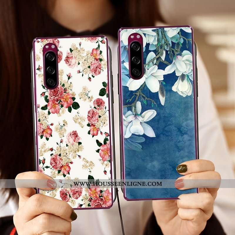 Coque Sony Xperia 5 Créatif Dessin Animé Téléphone Portable Nouveau Peinture Tissu Bleu