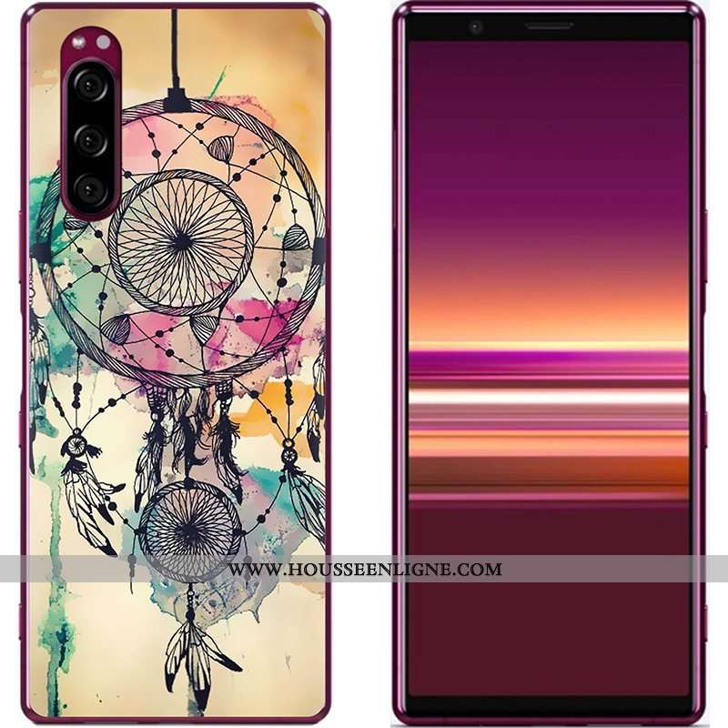 Coque Sony Xperia 5 Créatif Dessin Animé Téléphone Portable Nouveau Peinture Tissu Bleu