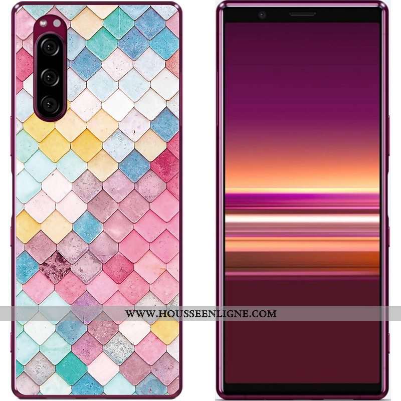 Coque Sony Xperia 5 Créatif Dessin Animé Téléphone Portable Nouveau Peinture Tissu Bleu