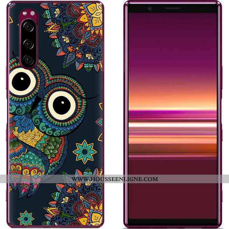 Coque Sony Xperia 5 Créatif Dessin Animé Téléphone Portable Nouveau Peinture Tissu Bleu