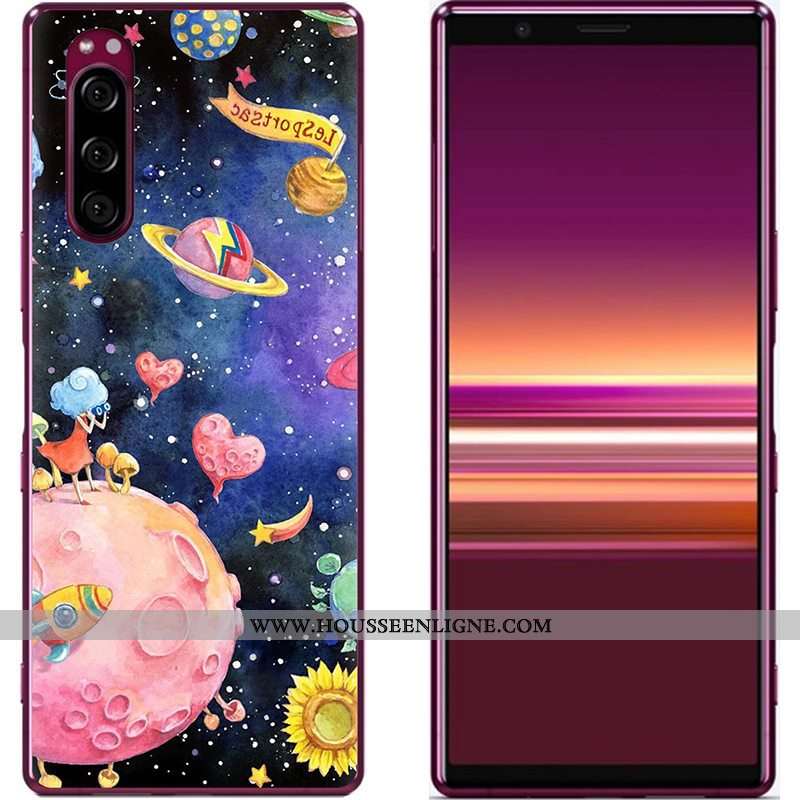Coque Sony Xperia 5 Créatif Dessin Animé Téléphone Portable Nouveau Peinture Tissu Bleu