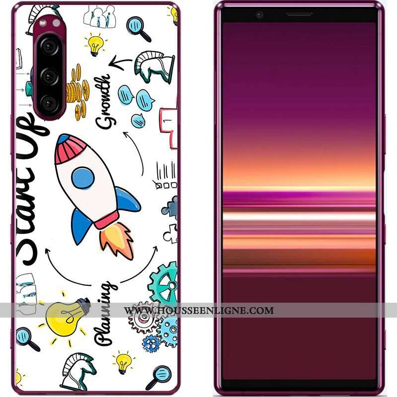 Coque Sony Xperia 5 Créatif Dessin Animé Téléphone Portable Nouveau Peinture Tissu Bleu