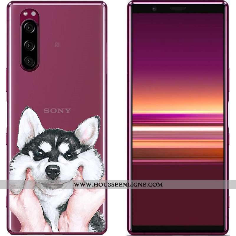 Coque Sony Xperia 5 Créatif Dessin Animé Téléphone Portable Nouveau Peinture Tissu Bleu
