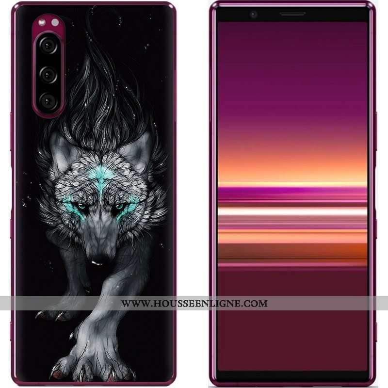 Coque Sony Xperia 5 Créatif Dessin Animé Téléphone Portable Nouveau Peinture Tissu Bleu