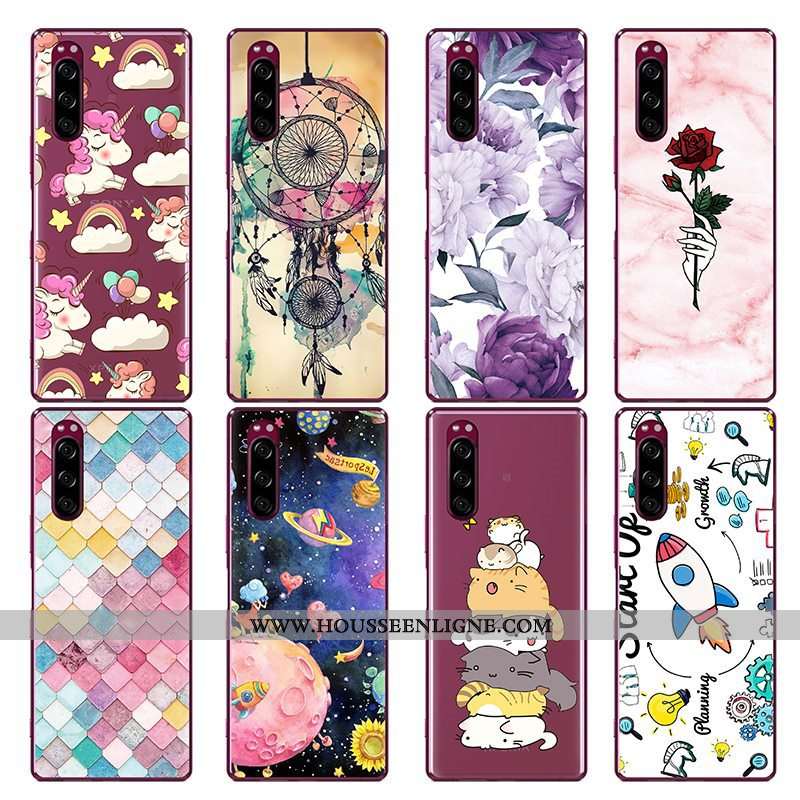 Coque Sony Xperia 5 Créatif Dessin Animé Téléphone Portable Nouveau Peinture Tissu Bleu