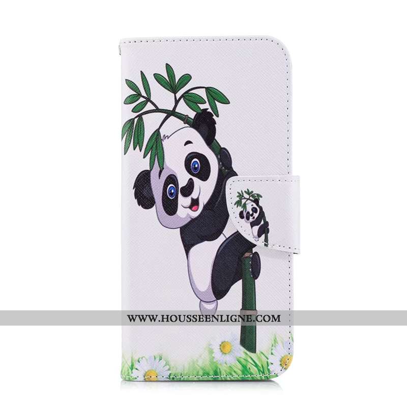 Coque Sony Xperia 5 Cuir Protection Peinture Étui Housse Téléphone Portable Blanche