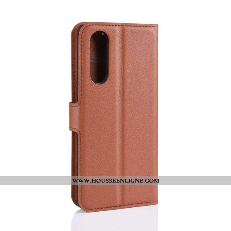 Coque Sony Xperia 5 Protection Cuir Vert Simple Étui Carte Verte
