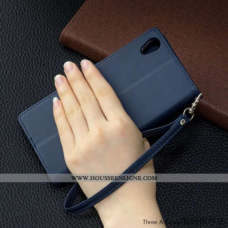 Coque Sony Xperia L1 Cuir Protection Business Téléphone Portable Carte Housse Bleu Foncé