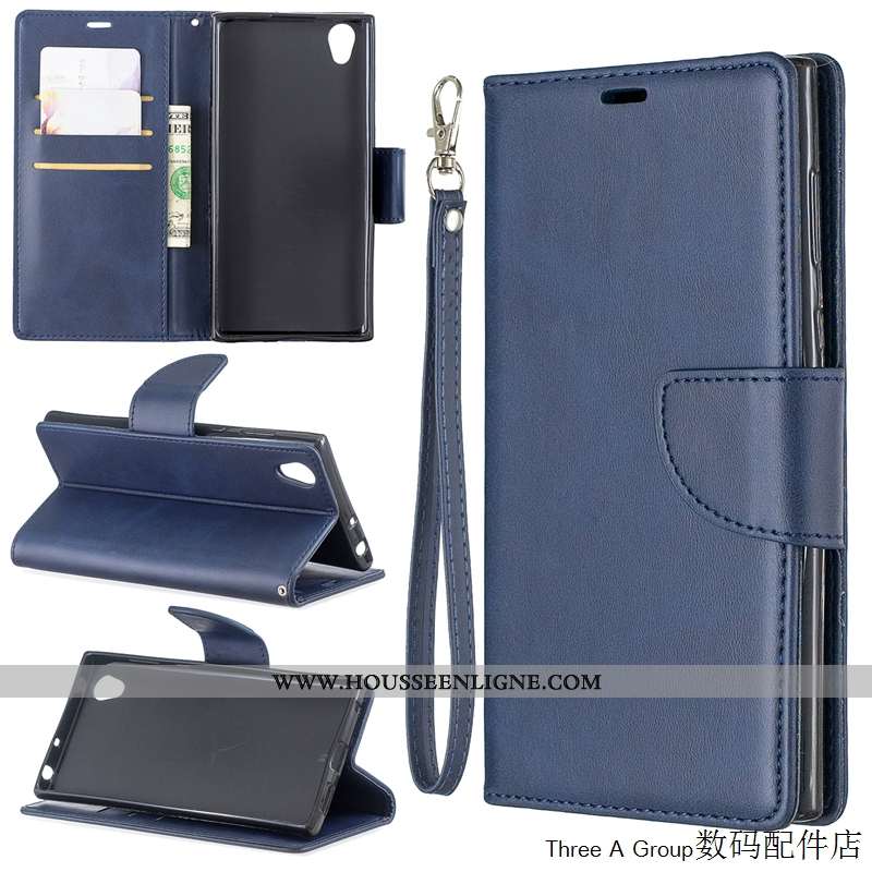 Coque Sony Xperia L1 Cuir Protection Business Téléphone Portable Carte Housse Bleu Foncé