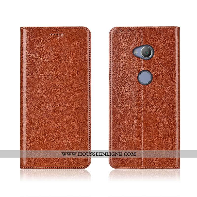 Coque Sony Xperia L2 Cuir Véritable Cuir Incassable Silicone Fluide Doux Étui Nouveau Marron
