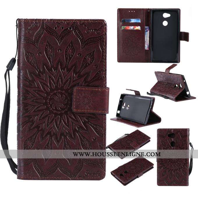 Coque Sony Xperia L2 Fluide Doux Protection Fleur Téléphone Portable Gris Étui En Relief
