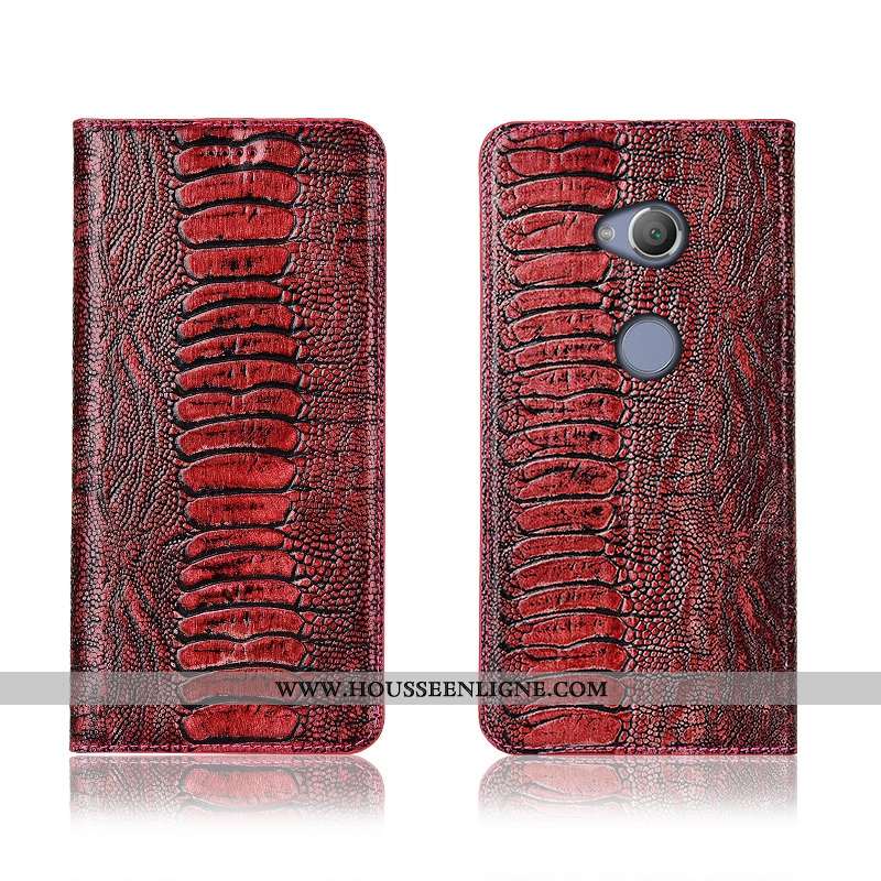 Coque Sony Xperia L2 Fluide Doux Silicone Clamshell Téléphone Portable Cuir Véritable Marron