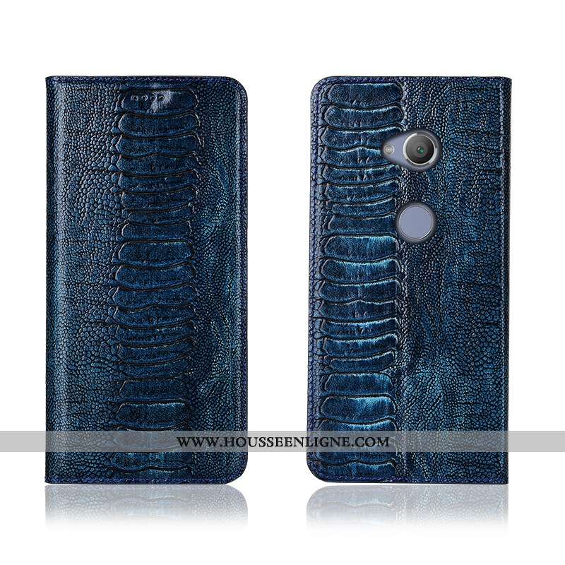 Coque Sony Xperia L2 Fluide Doux Silicone Clamshell Téléphone Portable Cuir Véritable Marron