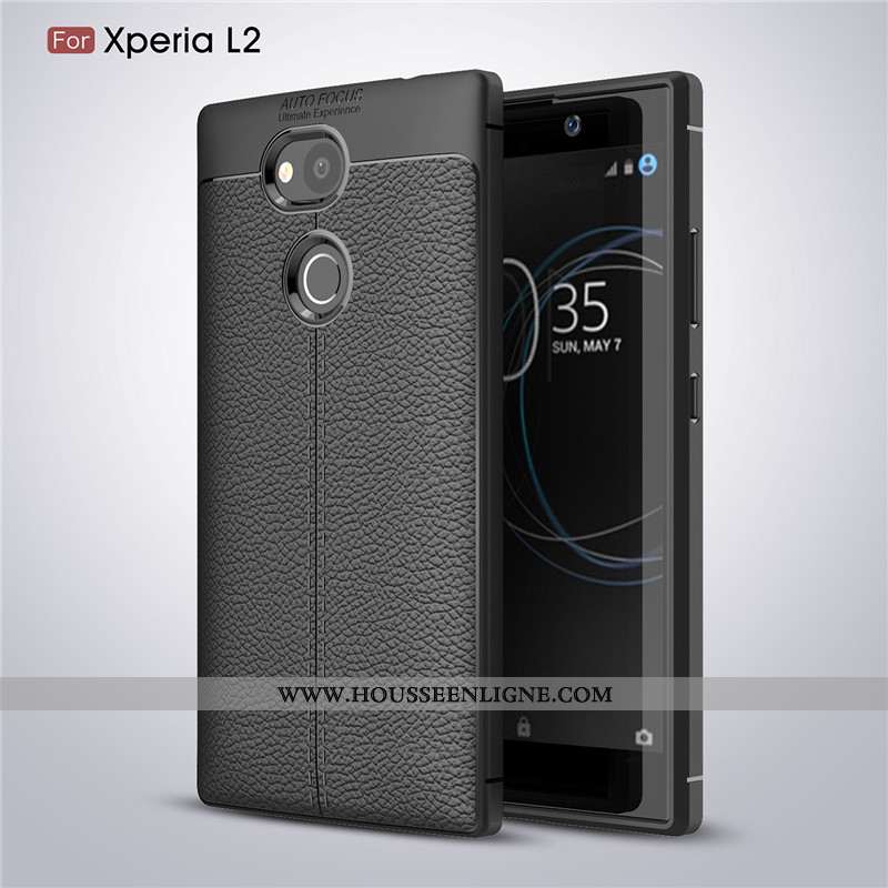 Coque Sony Xperia L2 Silicone Protection Étui Téléphone Portable Cuir Modèle Fleurie Rouge