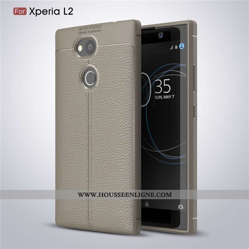 Coque Sony Xperia L2 Silicone Protection Étui Téléphone Portable Cuir Modèle Fleurie Rouge