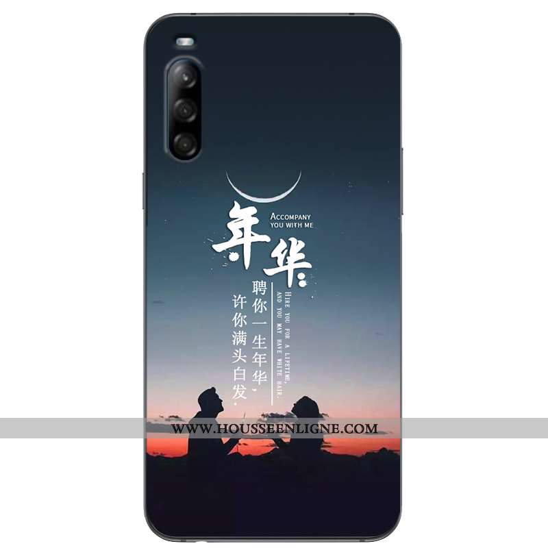 Coque Sony Xperia L4 Créatif Fluide Doux Tout Compris Incassable Silicone Personnalité Étui Bleu Fon