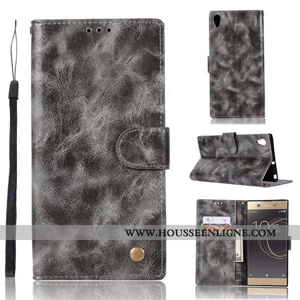 Coque Sony Xperia Xa Ultra Protection Portefeuille Cuir Étui Gris Housse Téléphone Portable