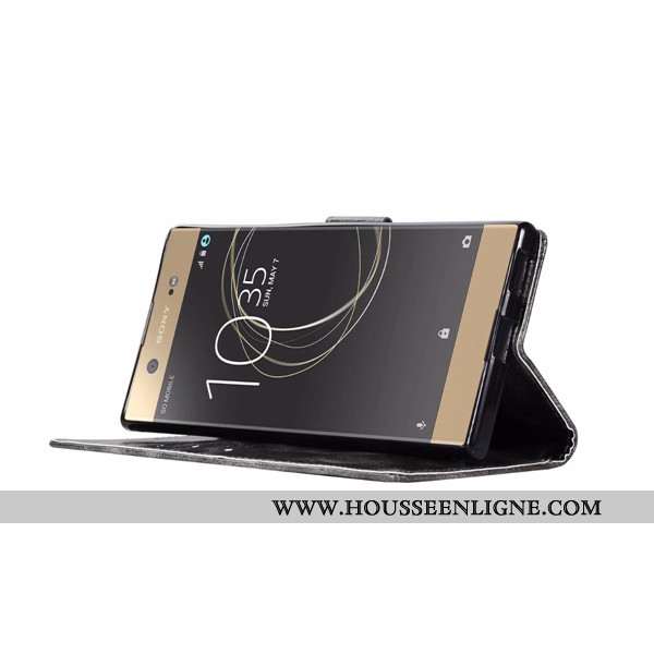Coque Sony Xperia Xa Ultra Protection Portefeuille Cuir Étui Gris Housse Téléphone Portable