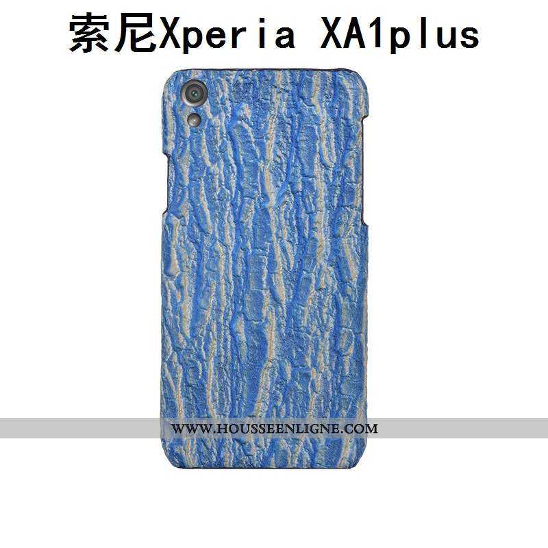Coque Sony Xperia Xa1 Plus Protection Luxe Bleu Cuir Personnalisé Personnalité Étui