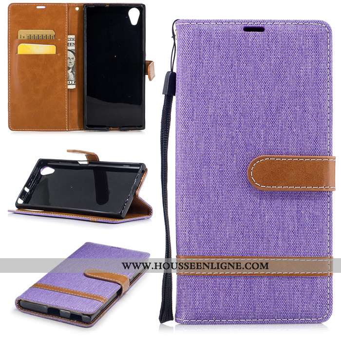 Coque Sony Xperia Xa1 Plus Silicone Protection Housse Bordure Cuir Téléphone Portable Bleu