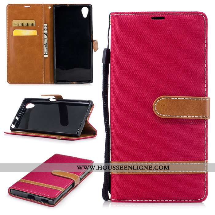 Coque Sony Xperia Xa1 Plus Silicone Protection Housse Bordure Cuir Téléphone Portable Bleu