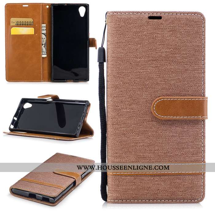 Coque Sony Xperia Xa1 Plus Silicone Protection Housse Bordure Cuir Téléphone Portable Bleu