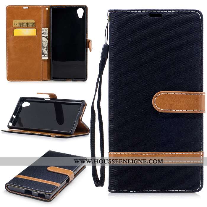 Coque Sony Xperia Xa1 Plus Silicone Protection Housse Bordure Cuir Téléphone Portable Bleu